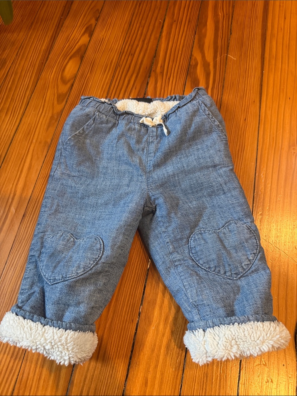 GAP Cream Sherpa-Lined Denim Pants